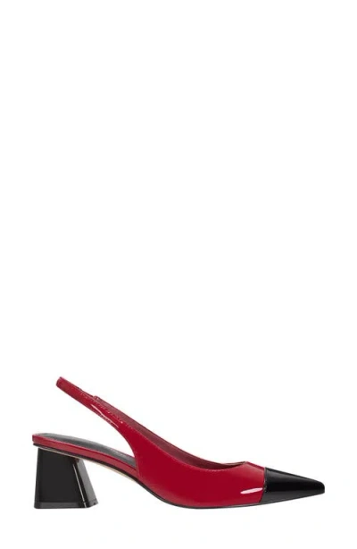 Marc Fisher Mirrored Block Heel Slingback Pump In Red