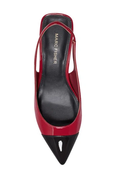 Marc Fisher Mirrored Block Heel Slingback Pump In Red