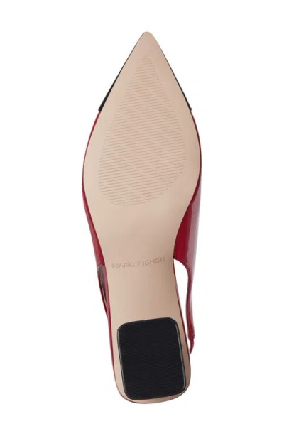 Marc Fisher Mirrored Block Heel Slingback Pump In Red