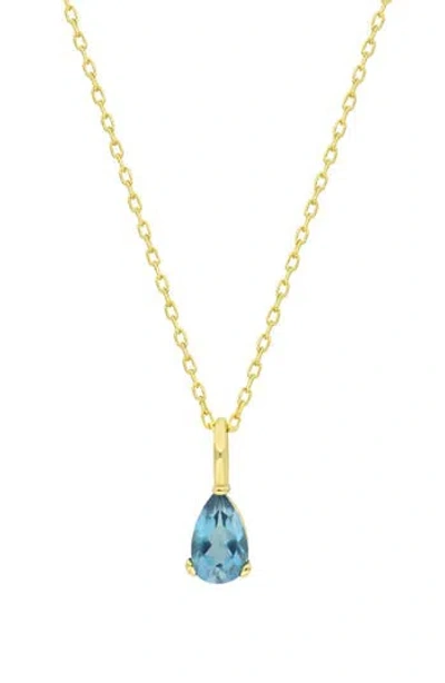Bony Levy 14k Gold Pear Cut Topaz Pendant Necklace In Blue