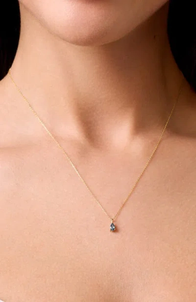 Bony Levy 14k Gold Pear Cut Topaz Pendant Necklace In Blue