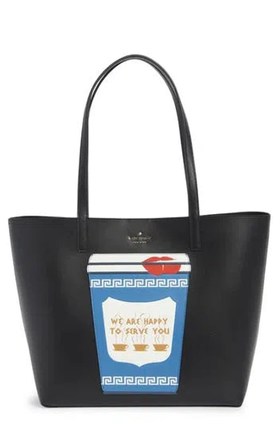 Kate Spade New York Other Coffee Break Coffee Cup Tote Bag In Black