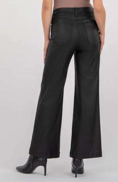 Kut From The Kloth Meg High Rise Wide Leg Coated Canvas Pants In Chocolate In Black