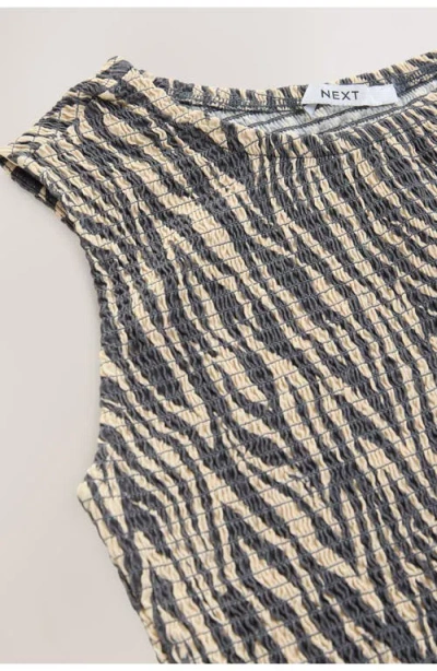 Next Asymmetric Sleeveless Shirred Top In Gray