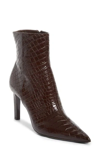 Jimmy Choo Croc-embossed Leather Ankle Boots With Pointed Toe In Brown