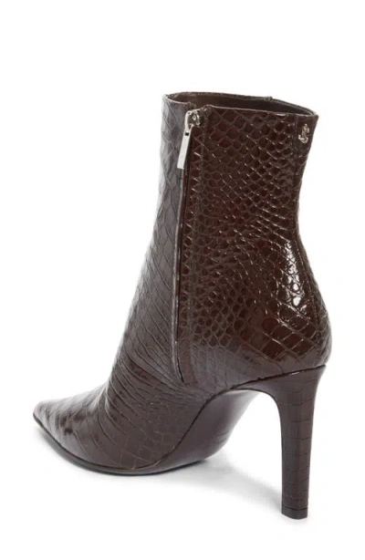 Jimmy Choo Croc-embossed Leather Ankle Boots With Pointed Toe In Brown