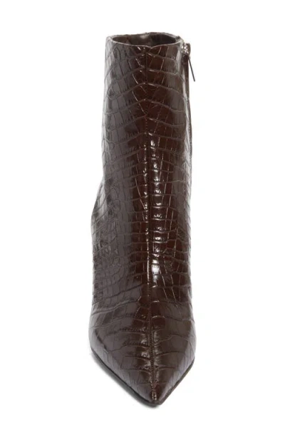Jimmy Choo Croc-embossed Leather Ankle Boots With Pointed Toe In Brown