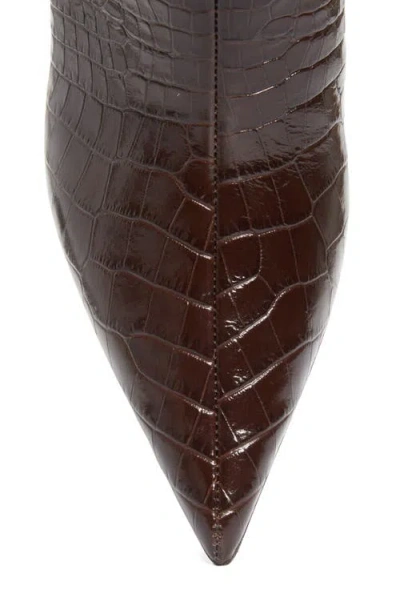 Jimmy Choo Croc-embossed Leather Ankle Boots With Pointed Toe In Brown