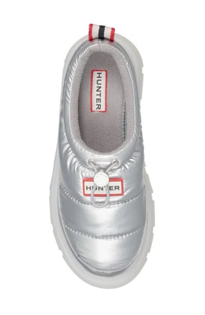 Hunter Madi Platform Puffer Slipper In Silver