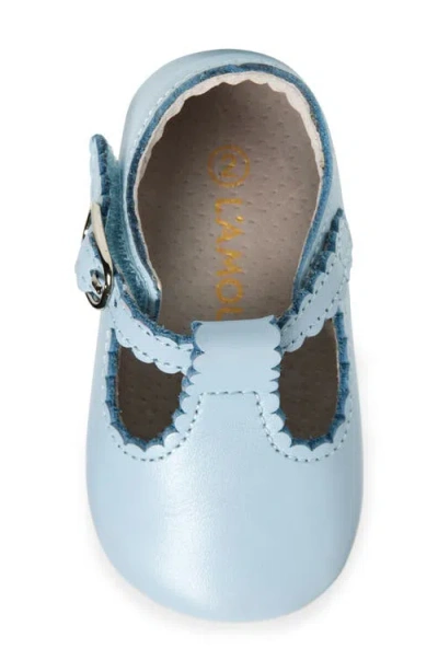 L'amour Kids' Elodie Scallop T-strap Flat In Blue