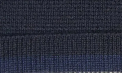 Moncler Tricolor Stripe Virgin Wool Beanie In Blue