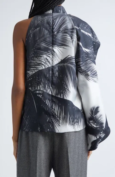 Ferragamo Trinidad Print Asymmetric Silk Twill Blouse In Multi