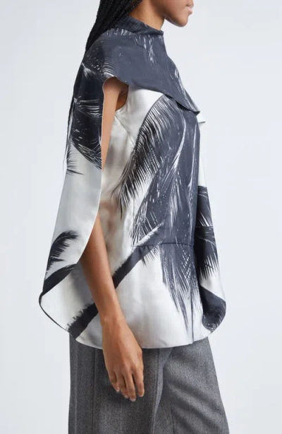 Ferragamo Trinidad Print Asymmetric Silk Twill Blouse In Multi