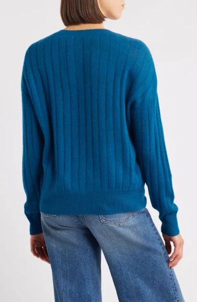 Griffen Cable Wool & Cashmere V-neck Sweater In Blue