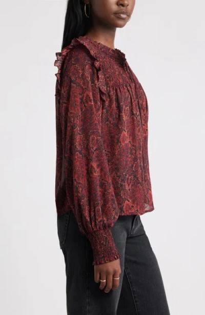 Treasure & Bond Smock Yoke Top In Brown