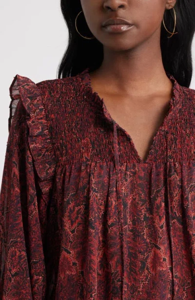 Treasure & Bond Smock Yoke Top In Brown