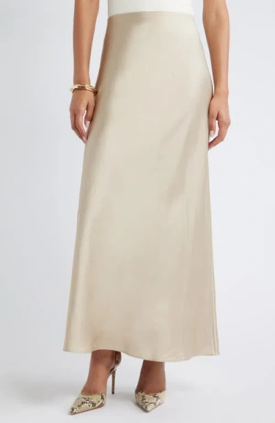 Open Edit Satin Midi Skirt In Neutral