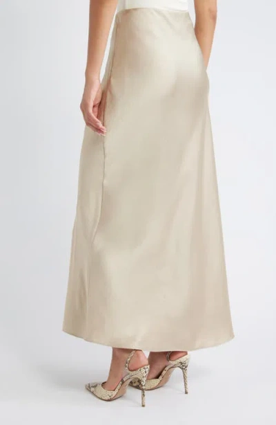 Open Edit Satin Midi Skirt In Neutral