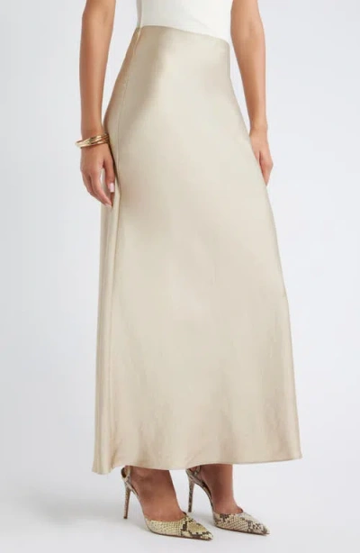 Open Edit Satin Midi Skirt In Neutral