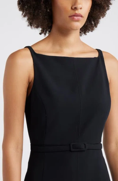 Open Edit Bateau Neck Sleeveless Minidress In Black