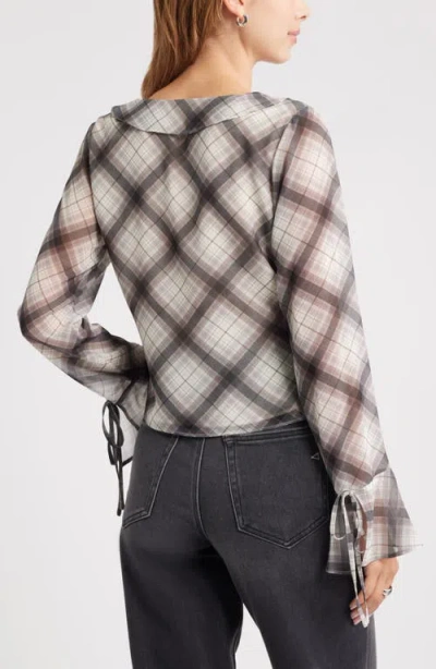 Open Edit Ruffle Chiffon Top In Gray