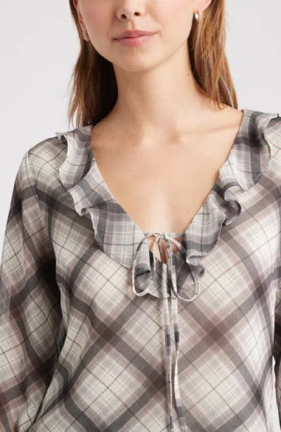 Open Edit Ruffle Chiffon Top In Gray