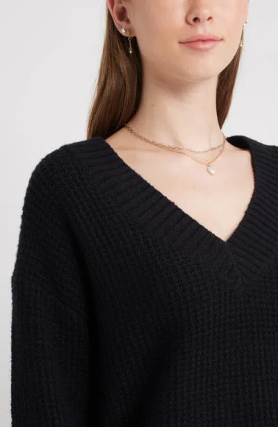 Bp. V-neck Thermal Sweater In Black