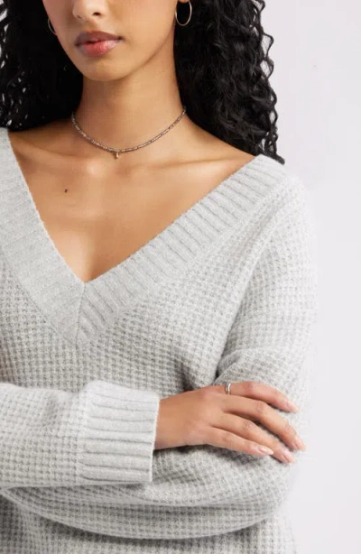 Bp. V-neck Thermal Sweater In Gray