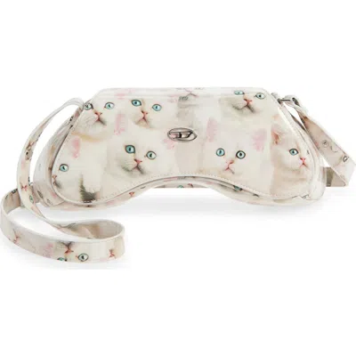 Diesel Play-shoulder Bag In Printed Glossy Pu In White