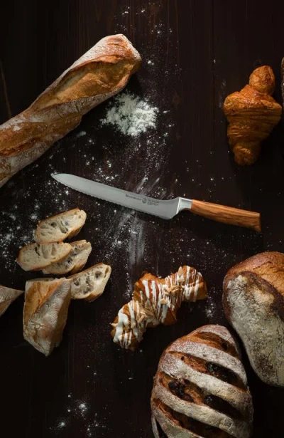 Messermeister Oliva Elite 8-inch Scalloped Offset Knife In Brown