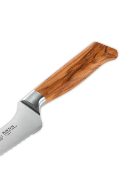 Messermeister Oliva Elite 8-inch Scalloped Offset Knife In Brown