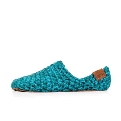Kingdom Of Wow Women's Blue Handmade Bamboo Wool Slippers In Glacier Teal Unisex In Blue