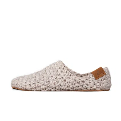 Kingdom Of Wow Women's Neutrals Light Handmade Bamboo Wool Slippers In Chai Beige Unisex In White