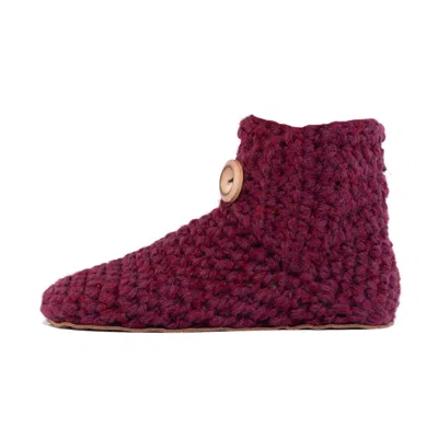 Kingdom Of Wow Women's Handmade Boot Slippers In Mulberry Red Unisex In Burgundy