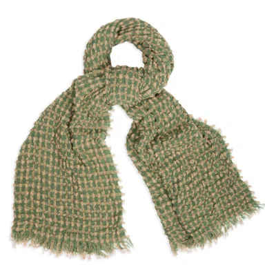 Saachi Crinkle Plaid Scarf In Green