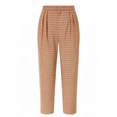 Yumi Check Wide Leg Pants In Brown