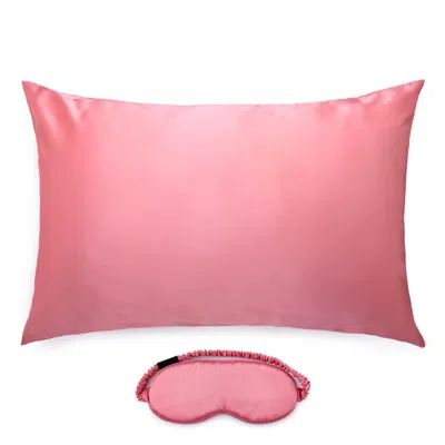 Silk Works Watermelon Pink  Pillowcase & Eye Mask Set In Pink