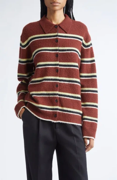 Zankov Andrew Stripe Merino Wool & Cashmere Cardigan In Brown