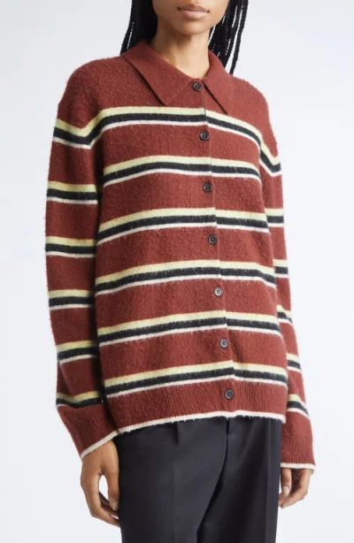 Zankov Andrew Stripe Merino Wool & Cashmere Cardigan In Brown