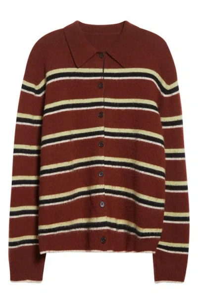 Zankov Andrew Stripe Merino Wool & Cashmere Cardigan In Brown