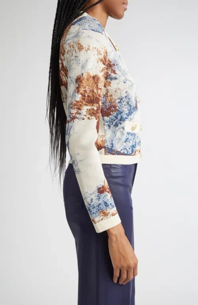 L'agence Osiris Jacquard Collared Cardigan Tan Mt Western Toile In Multi