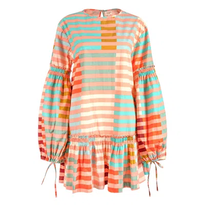 Sunshine Tienda Khai Mini Dress In Apricot Colorful Stripe In Orange