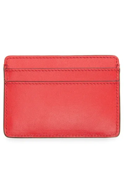 Versace Logo Leather Card Case In Red