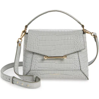 Strathberry Mosaic Croc Embossed Leather Top Handle Bag In Gray