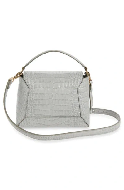 Strathberry Mosaic Croc Embossed Leather Top Handle Bag In Gray