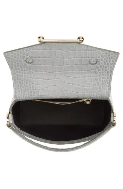 Strathberry Mosaic Croc Embossed Leather Top Handle Bag In Gray