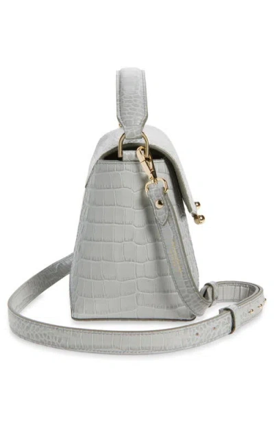 Strathberry Mosaic Croc Embossed Leather Top Handle Bag In Gray