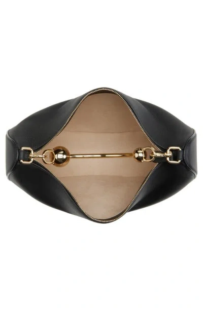 Strathberry Crescent Moon Small Leather Crossbody In Black