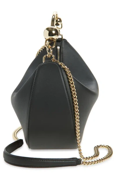 Strathberry Crescent Moon Small Leather Crossbody In Black