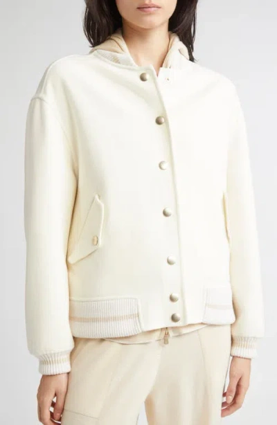 Eleventy Wool Varsity Jacket In Neutral